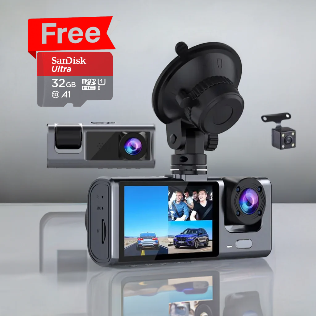 3-in-1 Dash Cam – Full HD, WiFi & Night Vision