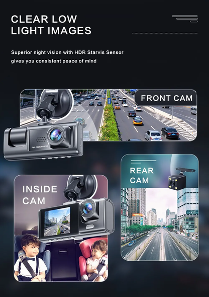 3-in-1 Dash Cam – Full HD, WiFi & Night Vision
